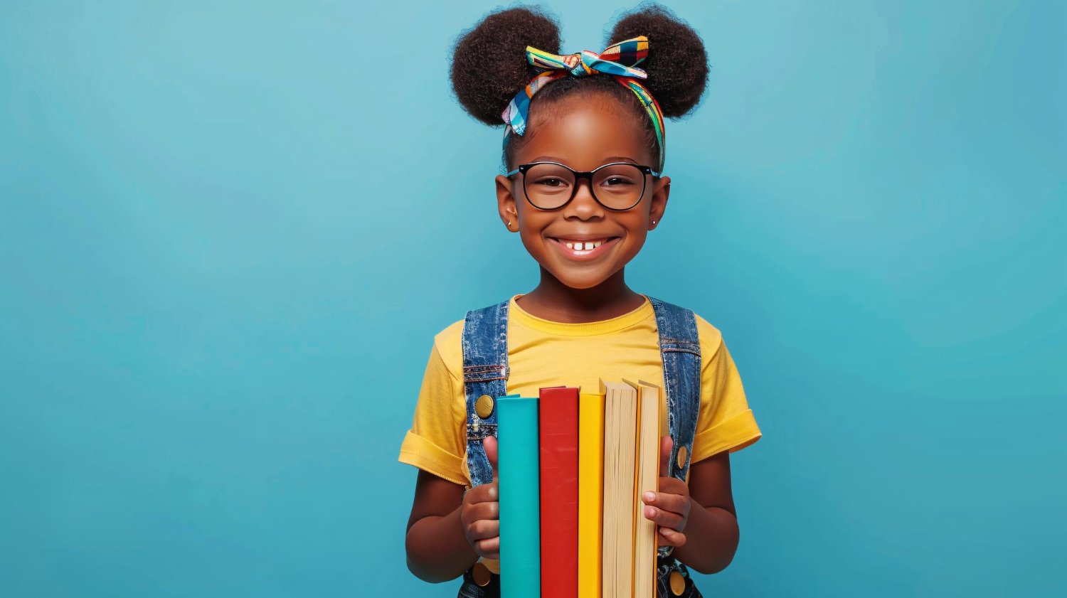 Élève souriante avec livres